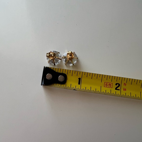Gold Cubic Zirconia Stud Earrings - Picture 9 of 9